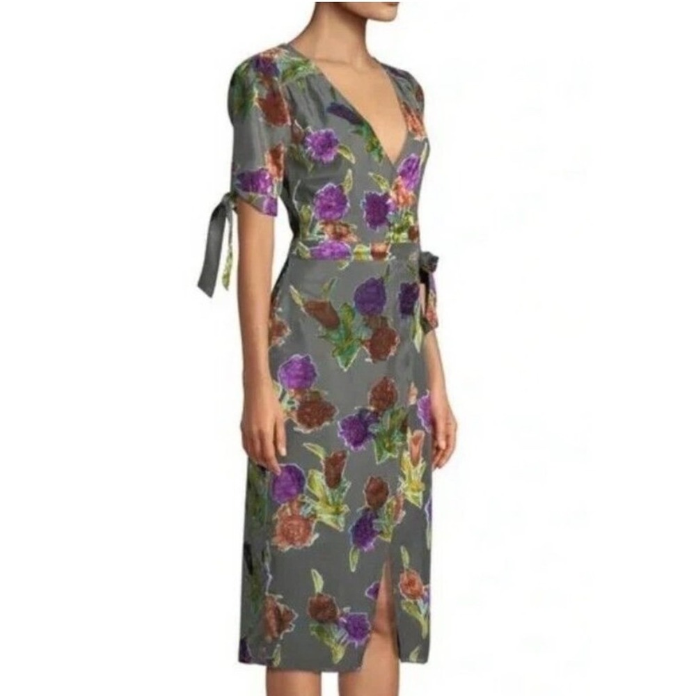 SAYLOR Floral Midi Dress - Gray and Purple